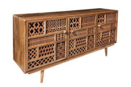Massief dressoir MARRAKESCH 160 cm mangohout met decoratie in boho-stijl