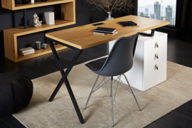 Design gelamineerd hout bureau 140cm eiken look X-frame met drie lades