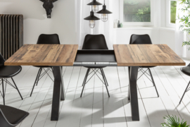 Industriële eettafel MONTREAL 160-210 cm eiken look uitschuifbaar met X-poten