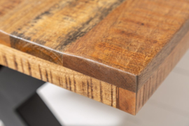 Massieve eettafel IRON CRAFT 200 cm mangohout industrieel design met X-poten