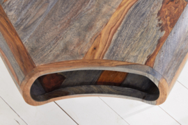 Retro salontafel ORGANIC LIVING 70cm grijs massief sheeshamhout met opbergruimte Hairpin Poten