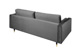 Elegante design 3-zitsbank COSY VELVET 225 cm grijs fluweel stof