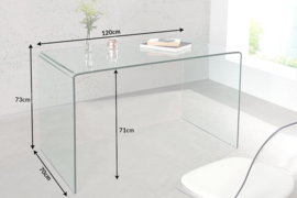 Extravagante glazen eettafel FANTOME 120 cm transparant bureau volledig glazen tafel