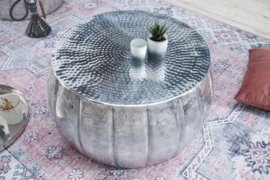Handgemaakte salontafel MARRAKESCH 65 cm zilver met gehamerd design