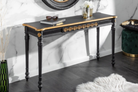 Elegante consoletafel VENICE 125 cm zwart goud massief hout