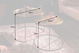 Elegante set van 2 salontafels ELEMENTS 62 cm goud met afneembaar tafelblad
