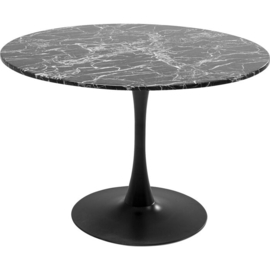 Ronde Eettafel van Kare Design mdf met Marmer Print Zwart Ø110cm