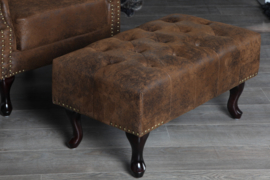 Hocker Model: Chesterfield - Antiek bruin (suede look)