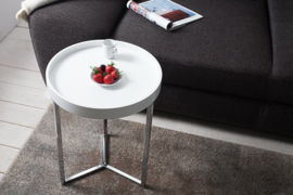 Extravagante bijzettafel MODULAR 40cm wit chroom rond incl. Dienblad