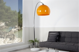 Uitschuifbare booglamp LOUNGE DEAL 175-205 cm oranje marmeren voet vloerlamp