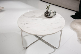 Handgemaakte salontafel NOBLE 62 cm wit afneembaar marmeren blad