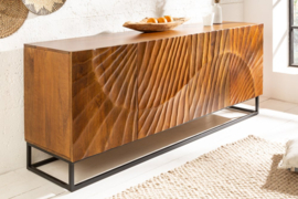 Massief dressoir SCORPION 177 cm bruin mangohout, gedetailleerd 3D-houtsnijwerk