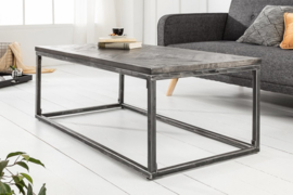 Industriële salontafel INFINITY HOME 100 cm grijs mangohouten frame, gebogen