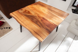 Massieve bijzettafel ORGANIC LIVING 60cm acaciahouten salontafel met boomrand