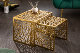 Handgemaakte salontafel Gold 50cm set van 2 goud in gap design