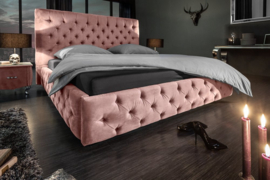 Elegant tweepersoonsbed PARIS 160x200cm oud roze fluweel Chesterfield design