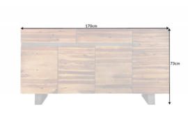 Massief dressoir GENESIS 170 cm bruin gevlamd acaciahout metaal industrieel design