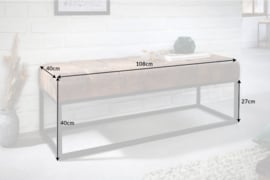 Elegante bank PETIT BEAUTÉ 108 cm taupe fluwelen metalen frame