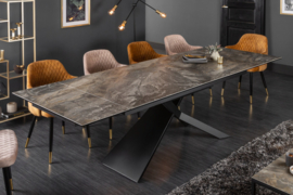 Uitschuifbare eettafel keramiek taupe in marmerlook 180-220-260 cm