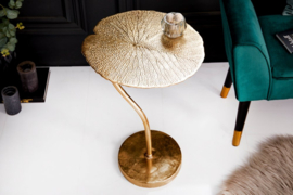 Handgemaakte bijzettafel 40 cm goud in een filigraan bladdesign