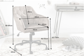 In hoogte verstelbare bureaustoel taupe met quilting