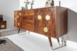 Massief dressoir 145 cm acacia bruin goud retro design