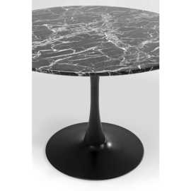 Ronde Eettafel van Kare Design mdf met Marmer Print Zwart Ø110cm