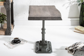 Authentieke bijzettafel FACTORY 43 cm acacia grijs massief hout industrieel design