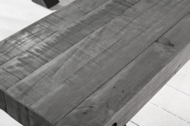 Massieve bank THOR 200 cm grijs gerecycled grenen hout in industrieel design