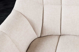 Eetkamerbank PAPILLON 165 cm champagne beige met rugleuningen zwart metalen frame