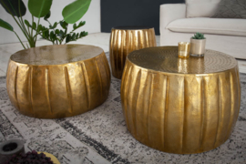 Handgemaakte salontafel MARRAKESCH 65 cm goud met gehamerd design