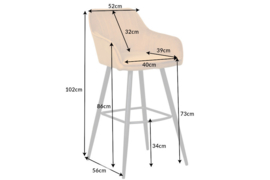Edele barkruk TURIN mosterdgeel fluweel met decoratieve quilting Barstoel met armleuningen