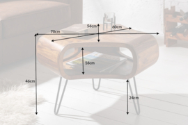 Retro salontafel ORGANIC LIVING 70cm Sheesham palissander haarspeldpoten