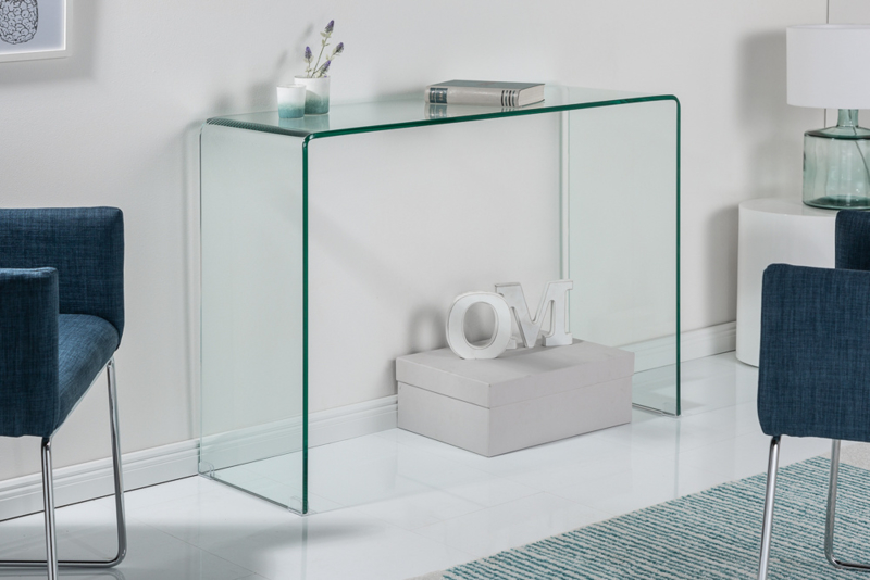 Extravagante glazen consoletafel FANTOME 100 cm transparant bureau volledig glazen | Bureaus | GOEDKOOPMEUBELEN.NL