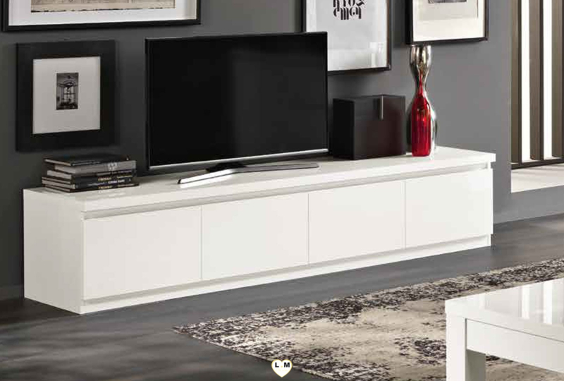 Moderne Hoogglans Wit tv met 4 deuren 220cm | TV MEUBELS | GOEDKOOPMEUBELEN.NL