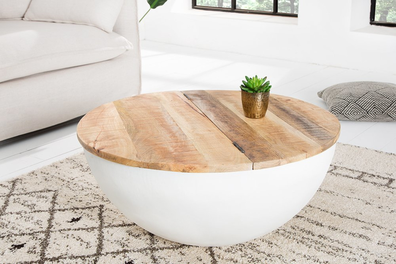 Elegante salontafel INDUSTRIAL met 70 cm mangohouten planken | Salontafels | GOEDKOOPMEUBELEN.NL