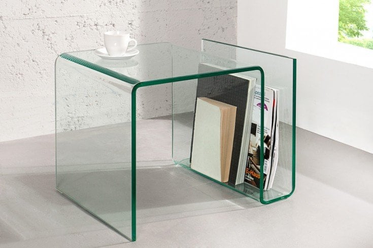 Extravagante glazen salontafel cm bijzettafel opbergvak tijdschriften transparant | Bijzettafels | GOEDKOOPMEUBELEN.NL