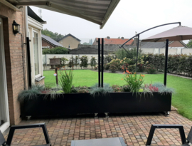 RVS bloembak met windscherm van glas