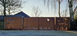 Poort cortenstaal met lasergesneden motief Made