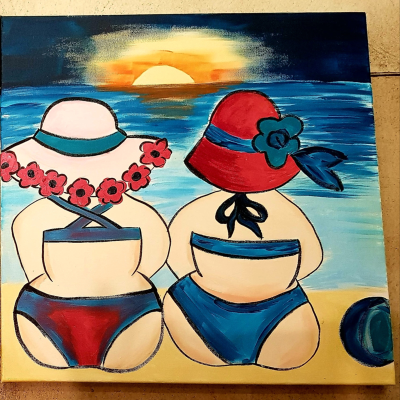Onwijs Dikke dames strand | Verkoop schilderijen | ongewoonbijzonder MZ-92