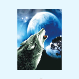 Borduurpakket howling wolf - Needleart World voorbedrukt