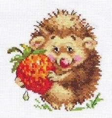 Borduurpakket hedgehog with strawberries - Alisa