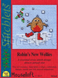 Borduurpakket Robin's new wellies - Mouseloft