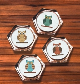 Borduurpakket owl coasters - Janlynn