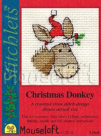 Borduurpakket Christmas donkey - Mouseloft
