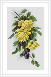 Borduurpakket yellow roses with plums - Lucas S