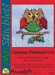Borduurpakket Christmas patchwork owl - Mouseloft