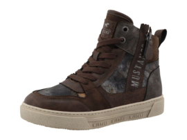 Mustang Dames Hoge Sneaker Bruin bewerkt 212022