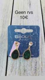 Oorbellen goud met groene druppels