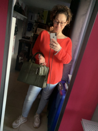 Khaki handtas met mini tasje